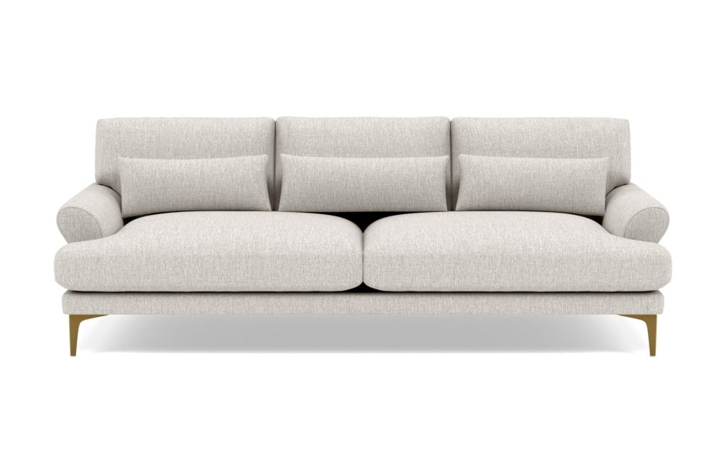 Maxwell sofa, 82", wheat cross weave, brass legs - Image 0