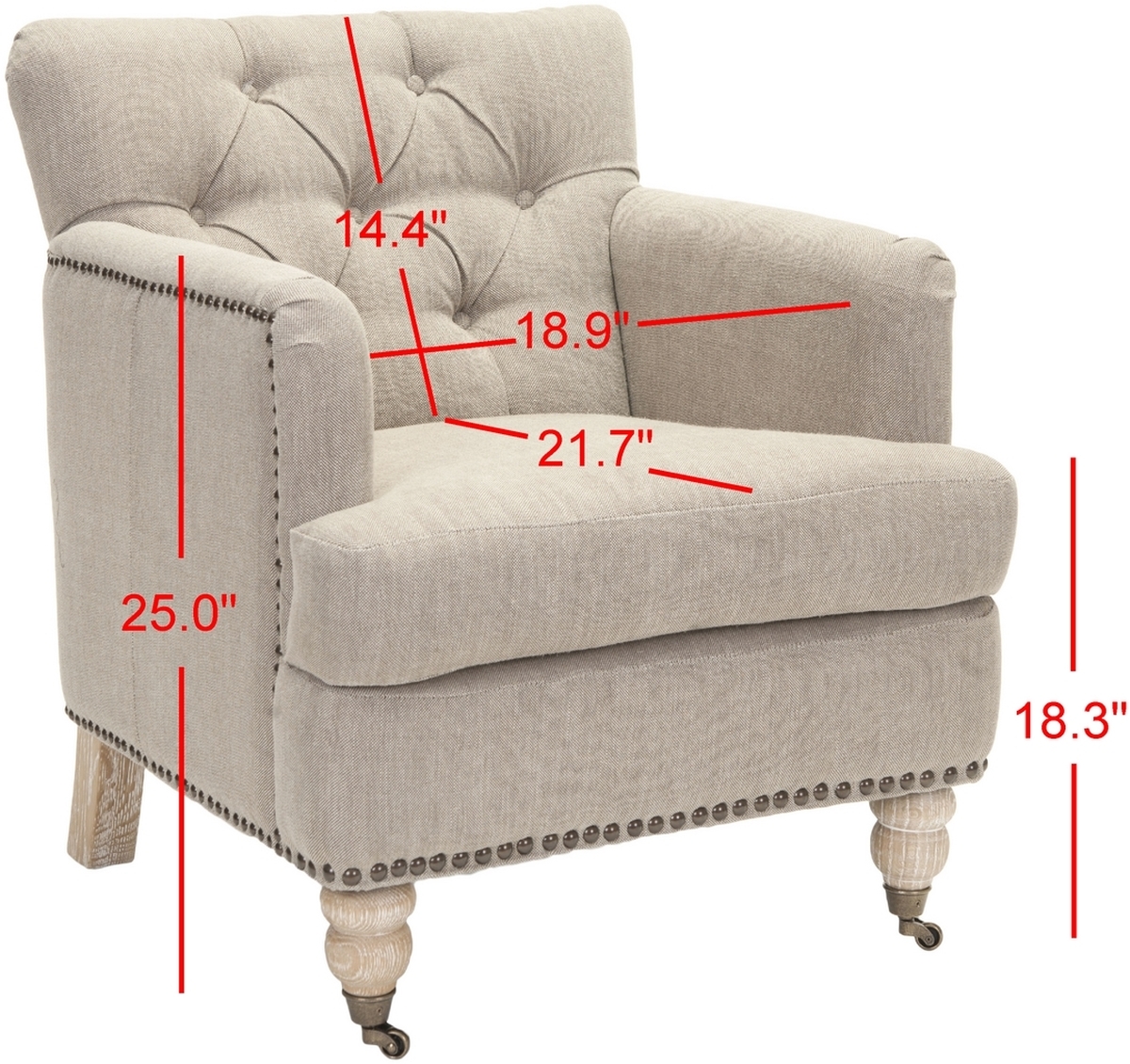 Colin Tufted Club Chair - Taupe/White Wash - Arlo Home - Image 9