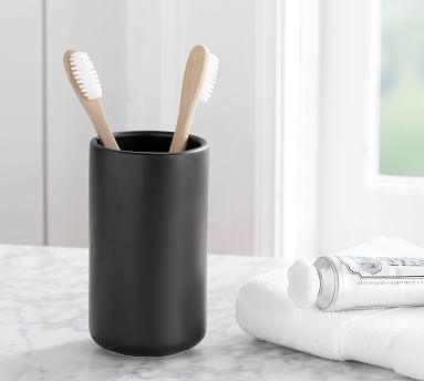 Porcelain Toothbrush Holder, Matte Black - Image 0