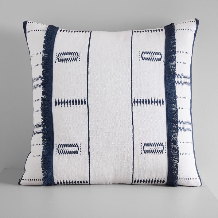 Indigo Stripes + Diamond Pillow Cover - Image 0