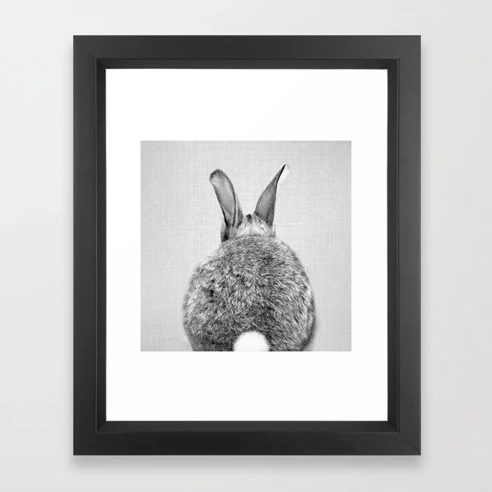 Rabbit Tail - Black & White Framed Art Print, X-Small 10 x 12 - Image 2