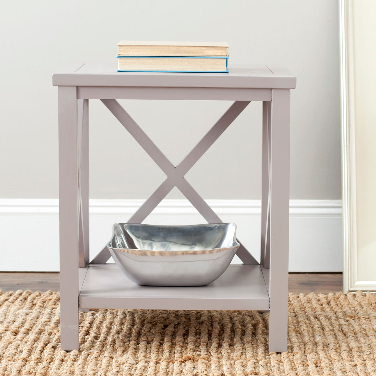 Candence Cross Back End Table - Quartz Grey - Arlo Home - Image 1