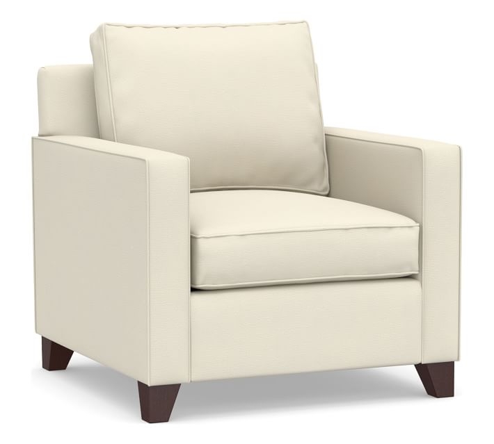 Cameron Square Arm Upholstered Armchair, Polyester Wrapped Cushions, Park Weave Ivory - Image 0