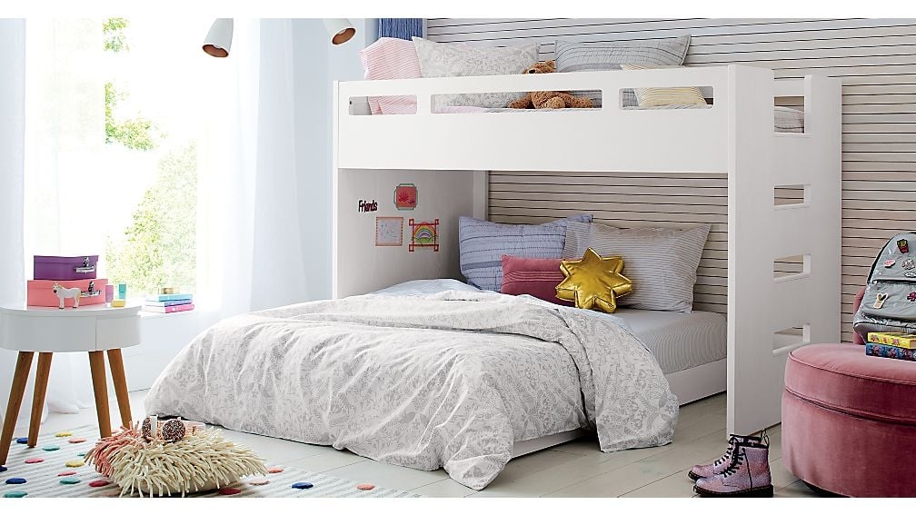 Abridged White Glaze Wood Kids Twin Over Full Bunk Bed with Right Ladder - Image 3