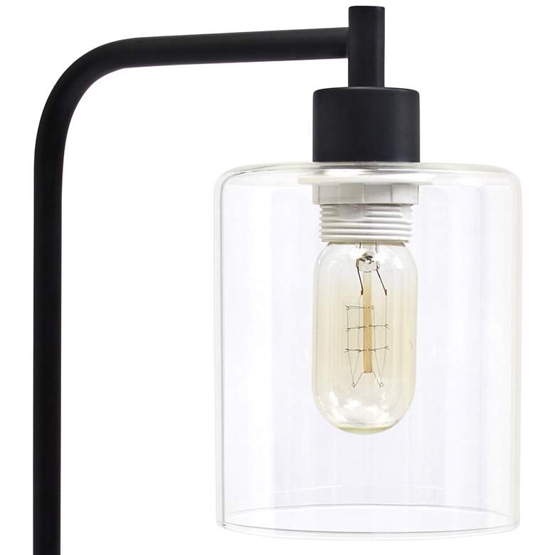 Botehlo Matte Black and Glass Shade Lantern Desk Lamp - Image 1