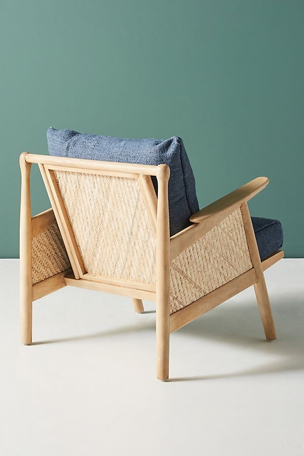 Linen Cane Chair, navy - Image 1
