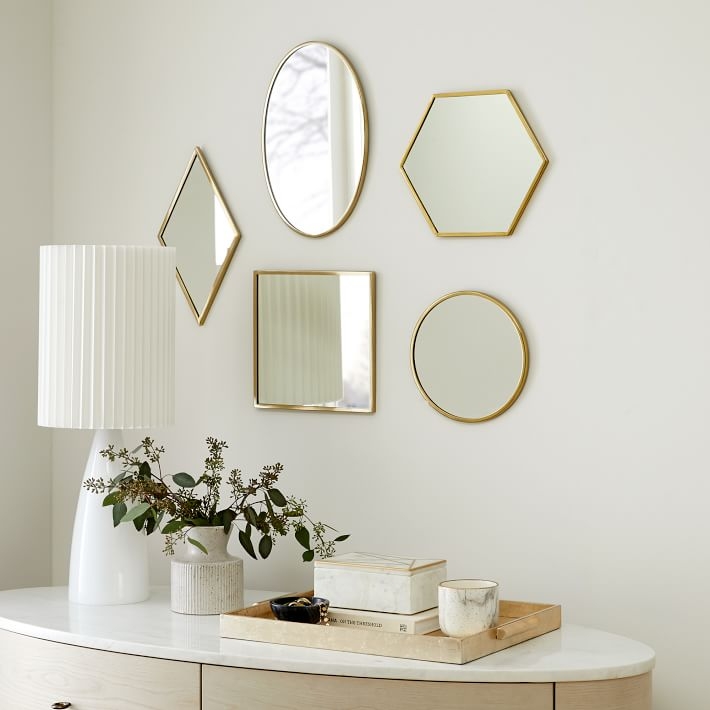 Zephyr Mirrors, Square, Antique Brass - Image 1