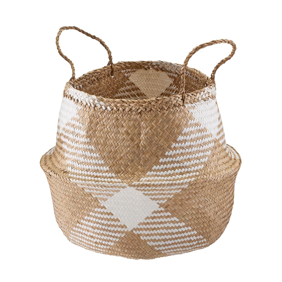 X-Large Diamonds Seagrass Belly Basket - Image 0