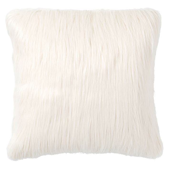 Fur-rific Faux-Fur Pillow Cover + Insert, Ivory - Image 0