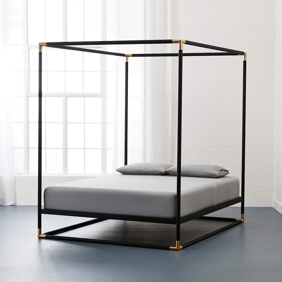 Frame Black Iron Queen Canopy Bed - Image 1