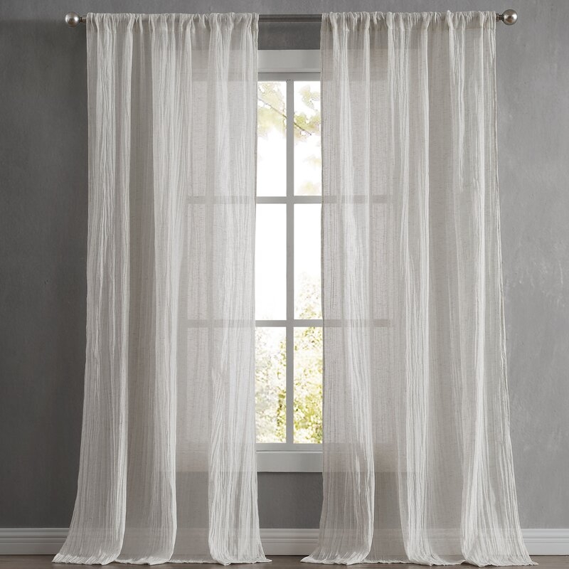 French Connection Charter Crushed Window Solid Semi-Sheer Curtain Panels (Set of 2) - Image 0