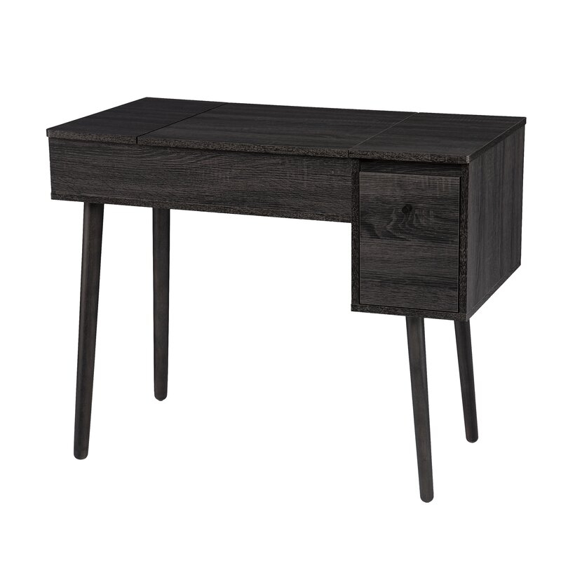 Millwood Pines Dichiera Storage Vanity W/ Mirror, Black - Image 1