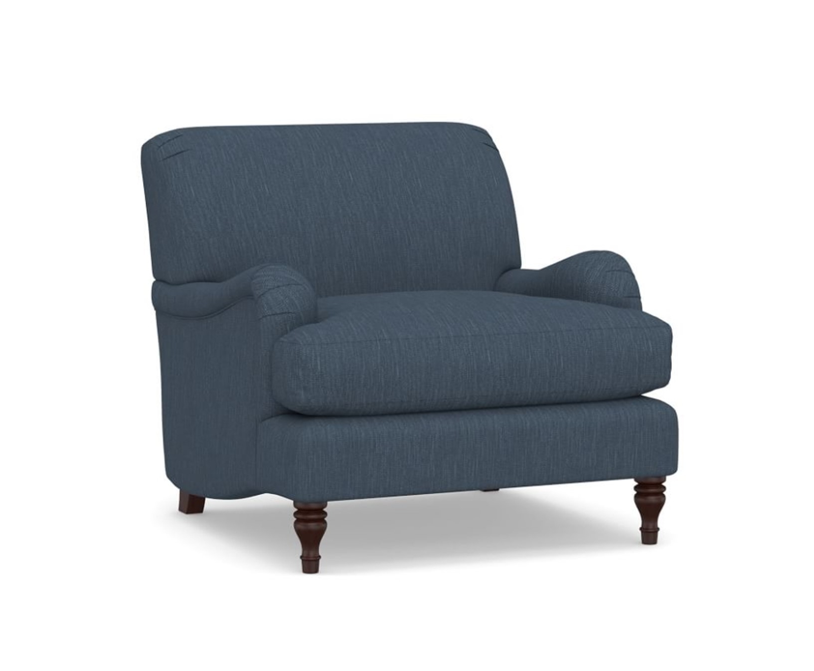 Carlisle English Arm Upholstered Tightback Armchair, Polyester Wrapped Cushions, Performance Heathered Tweed Indigo - Image 0