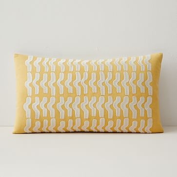 Floating Waves Lumbar Pillow Cover, 12"x21", Yellow Stone - Image 0