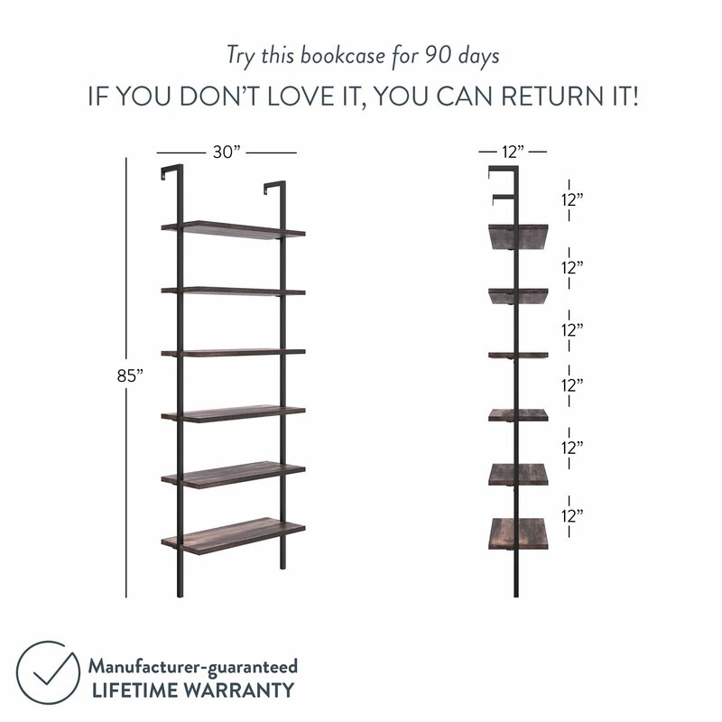 Kanissa 85'' H x 30'' W Steel Ladder Bookcase - Image 1