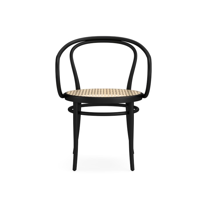 Ton #30 Dining Armchair w/ Natural Cane Seat, Black Grain - Image 1