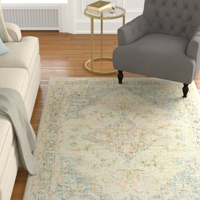 Fitzwater Hand-Hooked Wool Seafoam Green/Spa Area Rug - Image 0