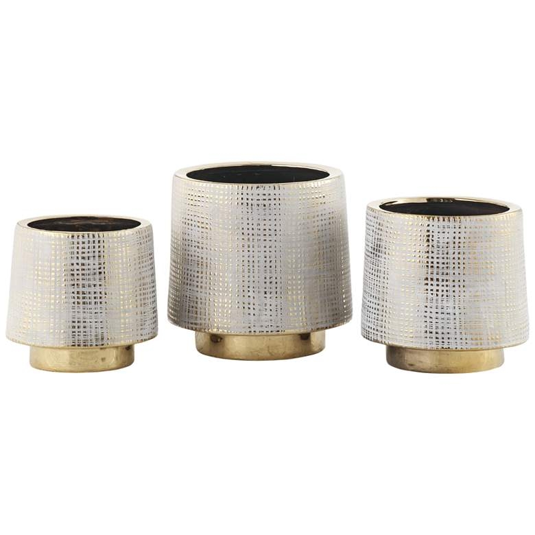 Beacon Gray and Gold Ceramic Vases Set of 3 - Image 0