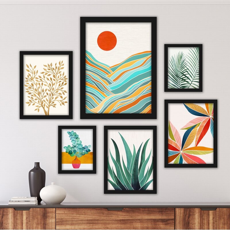 Tropical 6 Piece Framed Graphic Art Print Set - Image 0