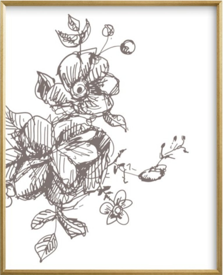Botanical Sketch 3 - 16" x 20"- Gilded Wood Frame - Image 0