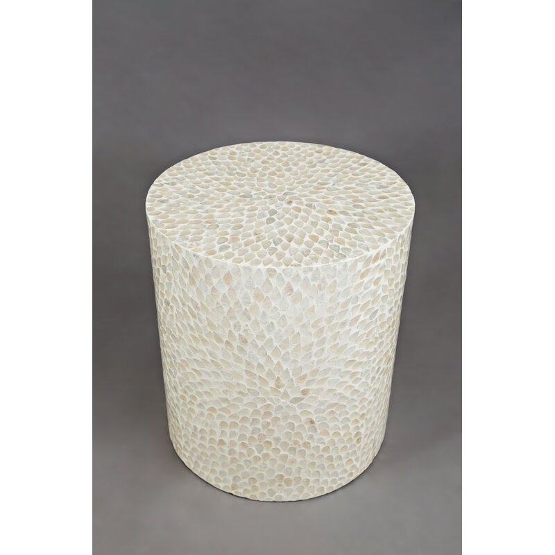Capiz Shell Drum End Table, Natural - Image 1
