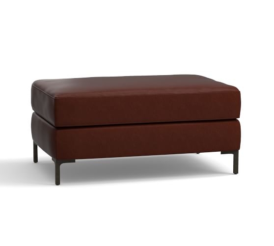 Jake Leather Ottoman, Polyester Wrapped Cushions, wiskey - Image 2