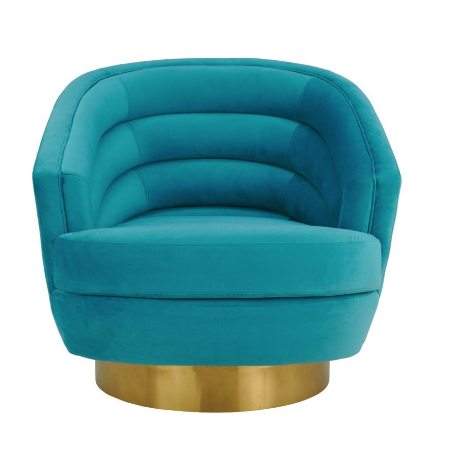 Canyon Blue Velvet Swivel Chair - Image 1