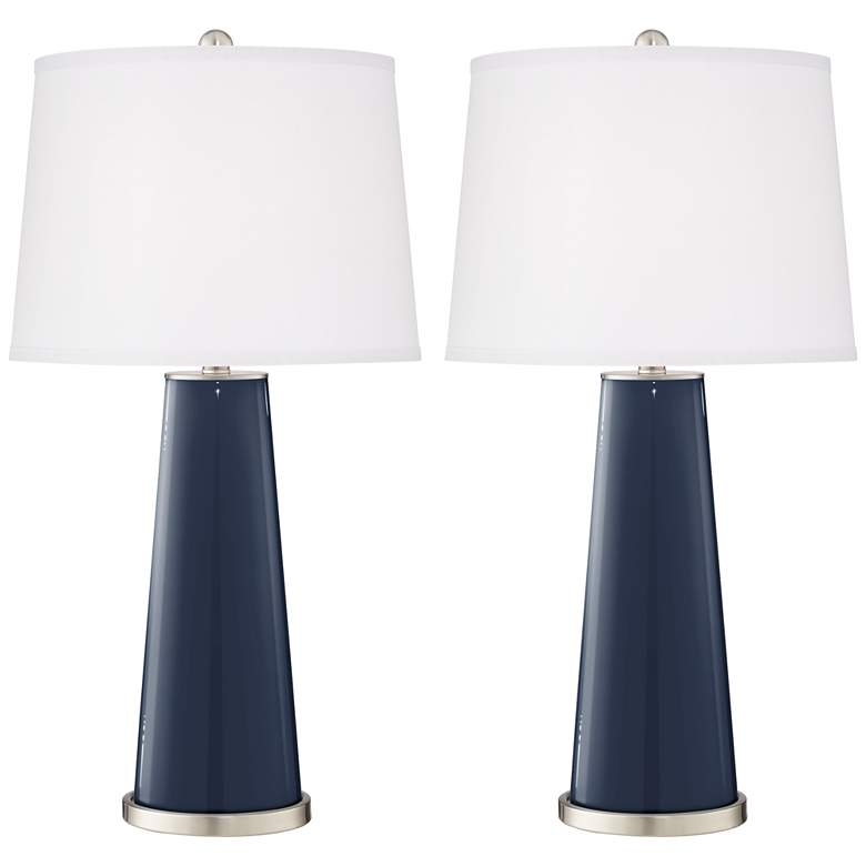Color Plus Leo 29 1/2" Naval Blue Modern Glass Table Lamps Set of 2 - Image 0