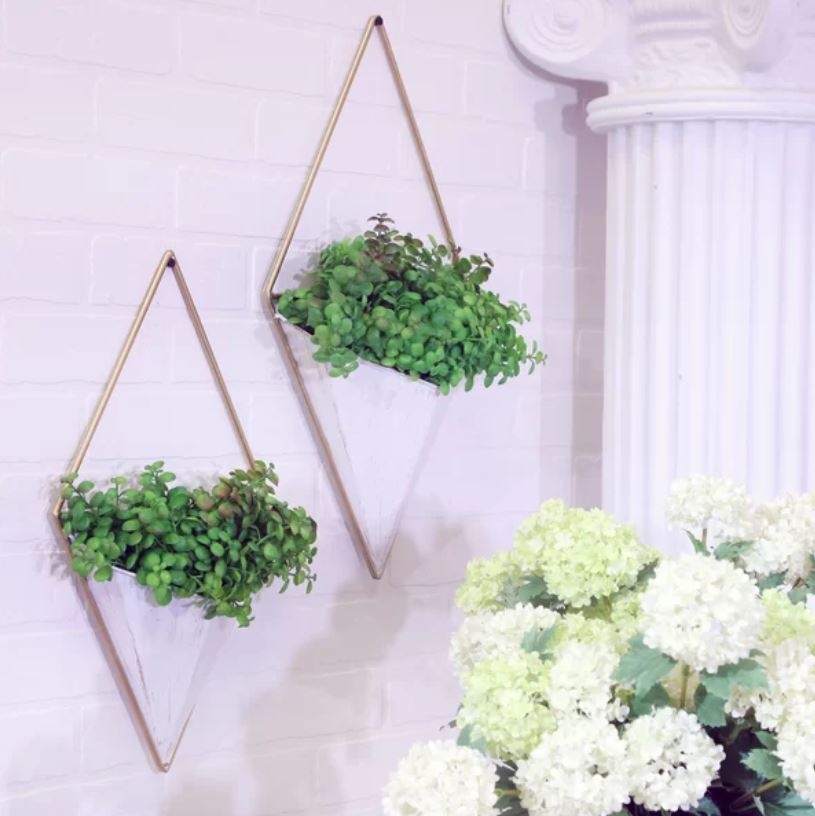 Early 2 Piece Metal Wall Planter Set - Image 0