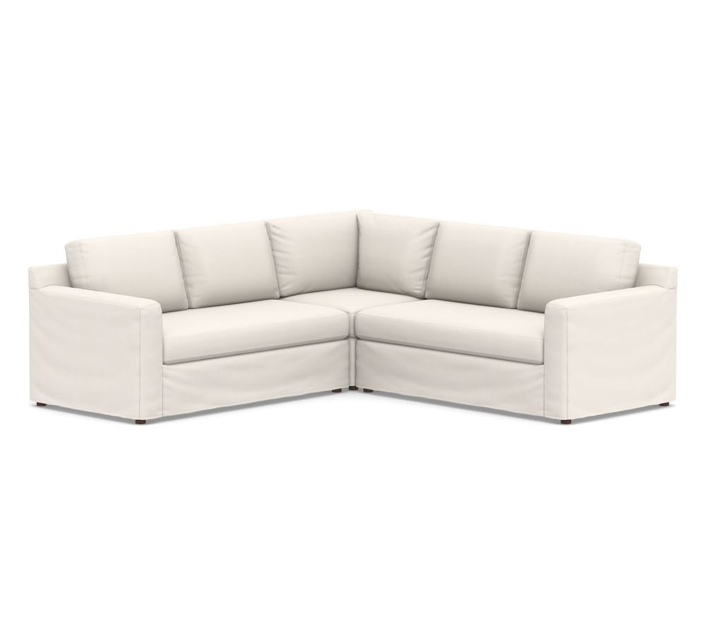 Shasta Square Arm Slipcovered 3-Piece L-Shaped Corner Sectional - Image 0