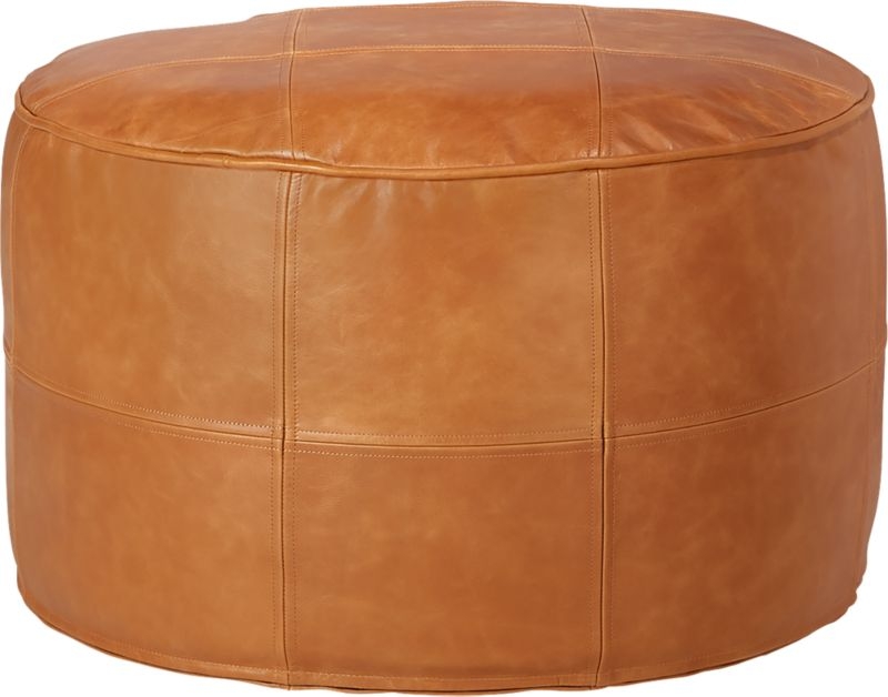 Round Saddle Leather Ottoman - Image 1