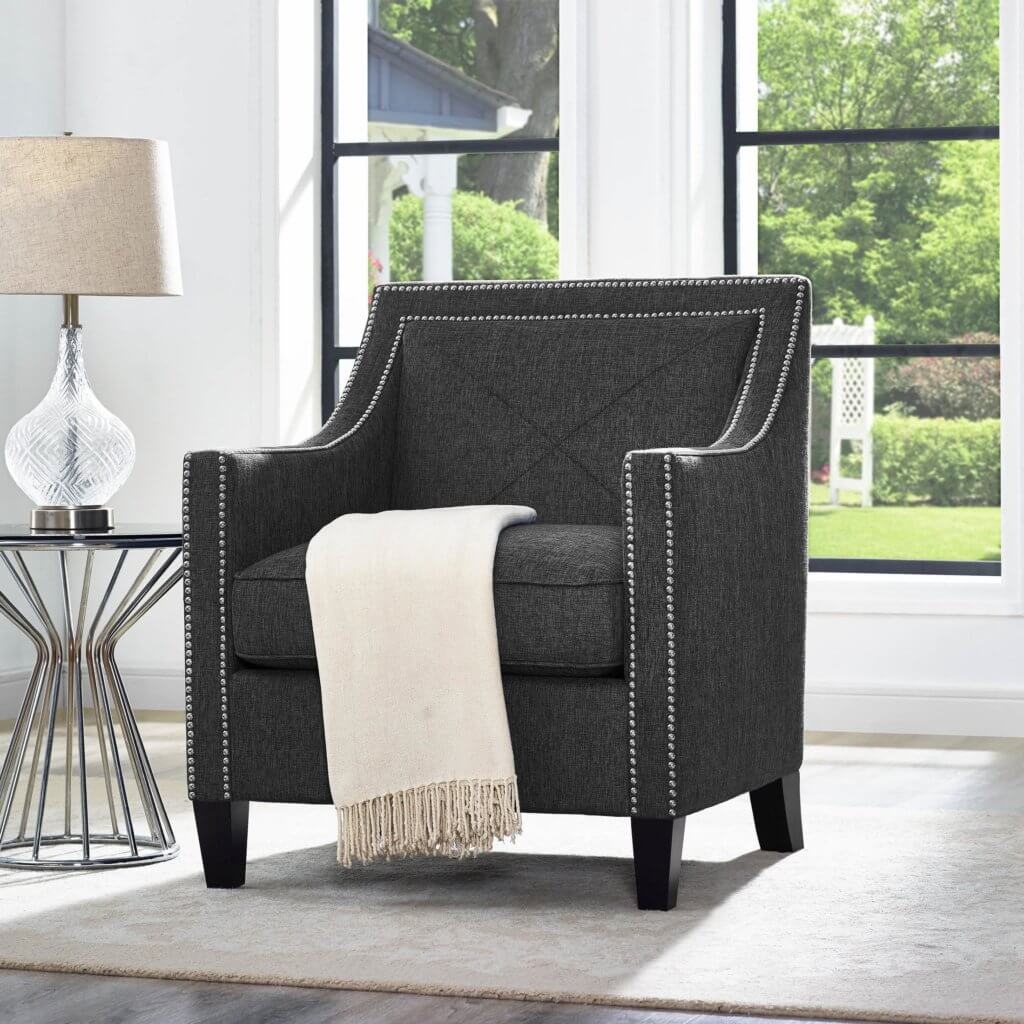Zoey Dark Morgan Linen Chair - Image 3