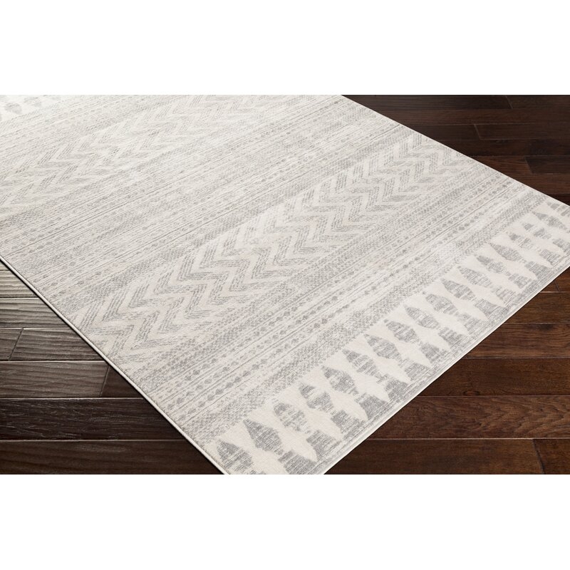 Rectangle 9' x 12'3" Warlick Distressed Global Light Gray/Ivory Area Rug - Image 6