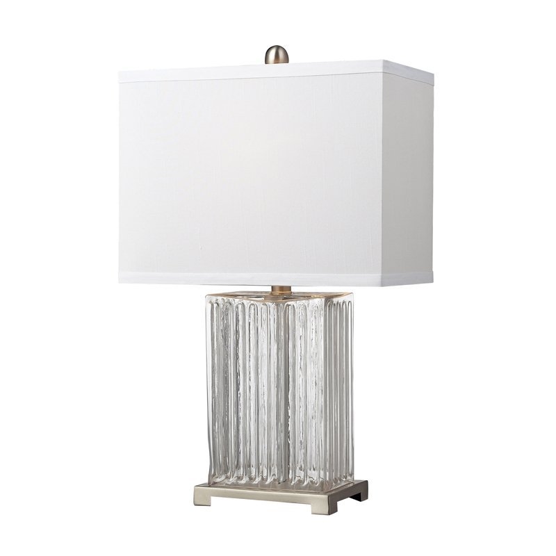 Ribbed Clear Glass Table Lamp in Brushed Steel - Image 0