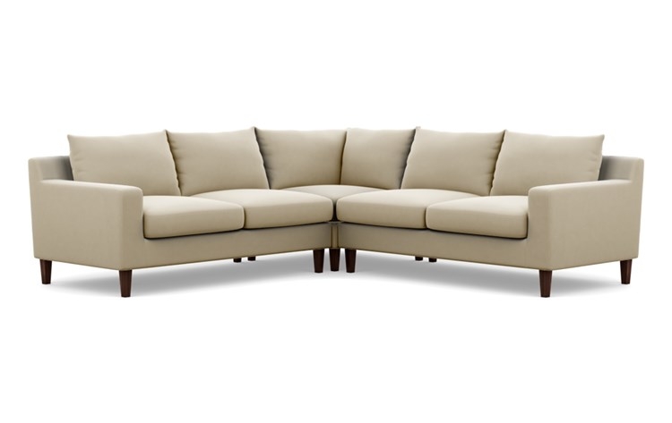 Sloan Corner Sectional Sofa - Drift Sunbrella - Oiled Walnut Tapered Square Wood Leg - 97" - Image 0