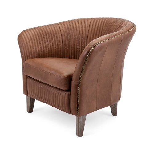 Blueberry Hill Leather Barrel Chair - Image 1