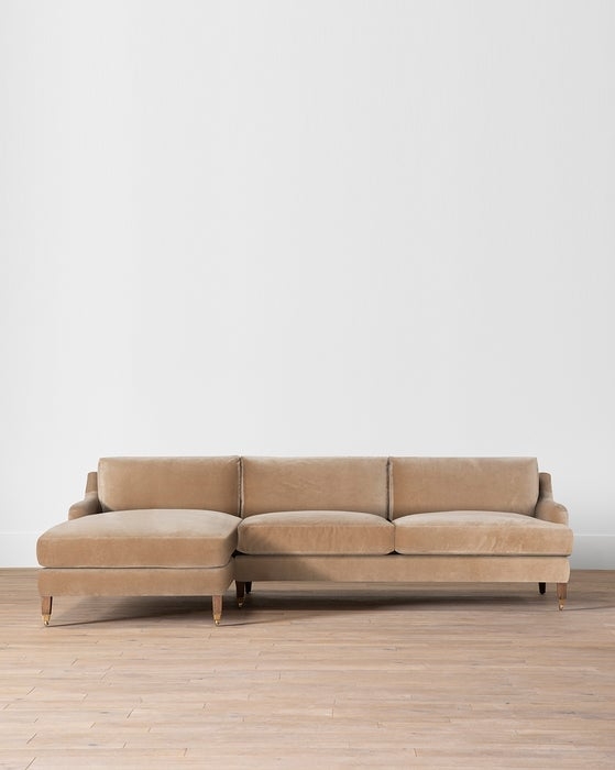 Lucille Chaise Sectional // Fawn Velvet // Left Chaise - Image 0