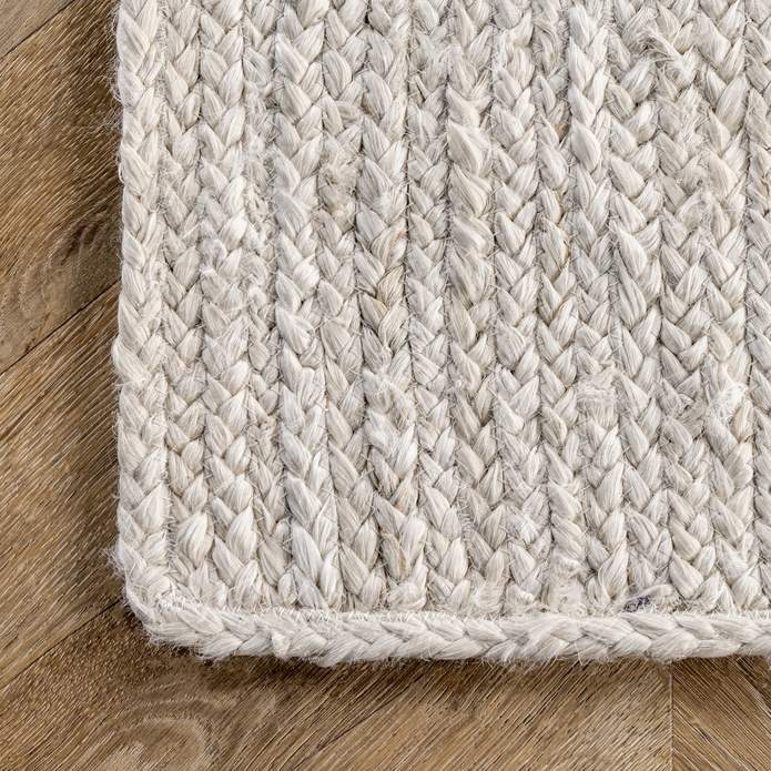 Hand Woven Rigo Jute rug Area Rug, White, 8x10 - Image 2