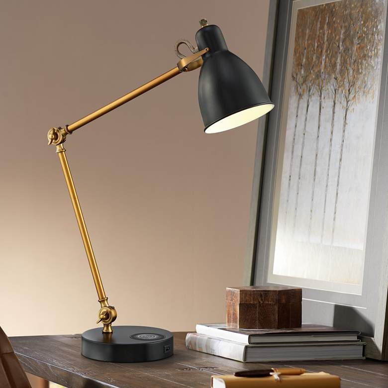 Wellington Desk Lamp with Wireless Charging and USB Port - Image 1