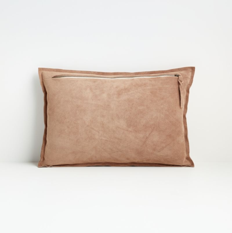 Camito Pebble 18"x12" Suede Pillow with Feather-Down Insert - Image 4