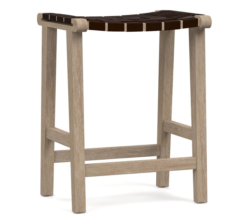 Fenton Leather Backless Counter Height Bar Stool, Seadrift Frame, Legacy Tobacco - Image 0