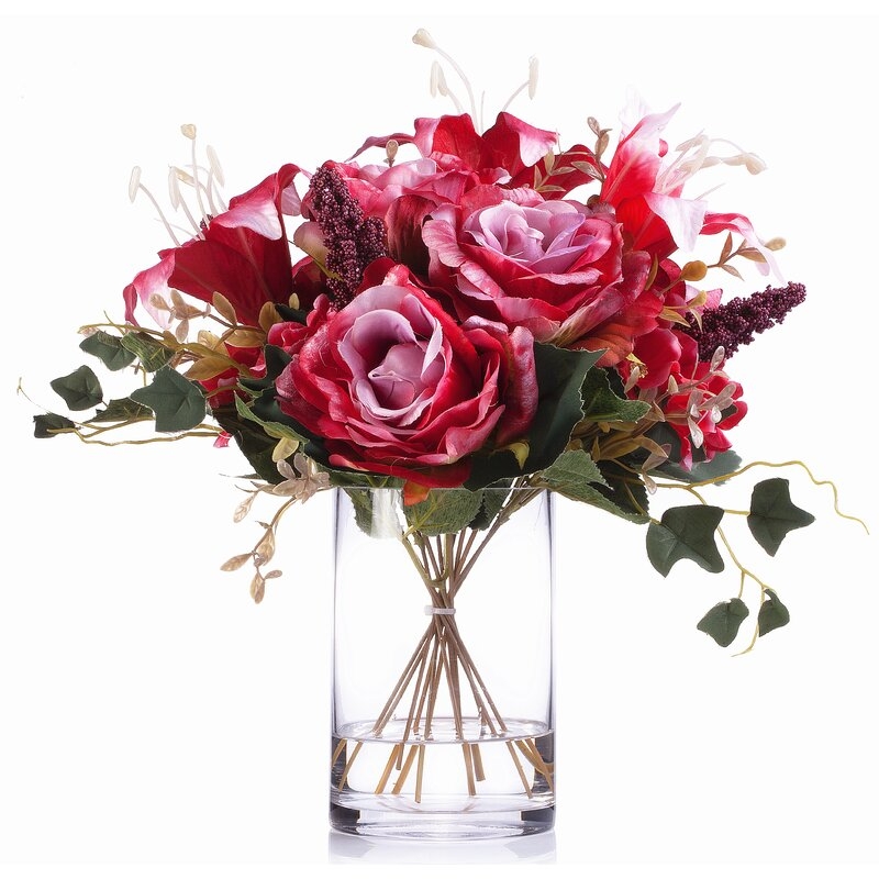 Mixed Silk Flower Arrangement in Vase - Image 0