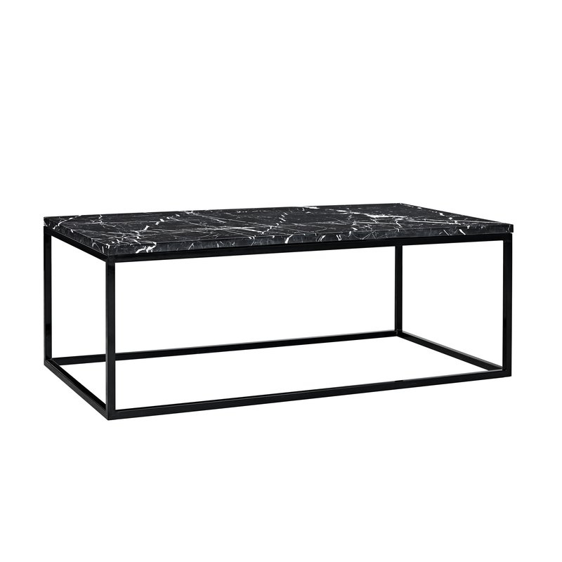 36 in. Faux Marble/Gold Coffee Table with X-Base - Image 0