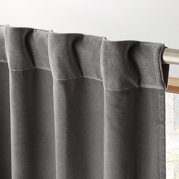 Graphite Grey Velvet Window Curtain Panel 48"x84" - Image 0
