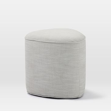 Pebble Ottoman, Small, Yarn Dyed Linen Weave, Frost Gray - Image 0