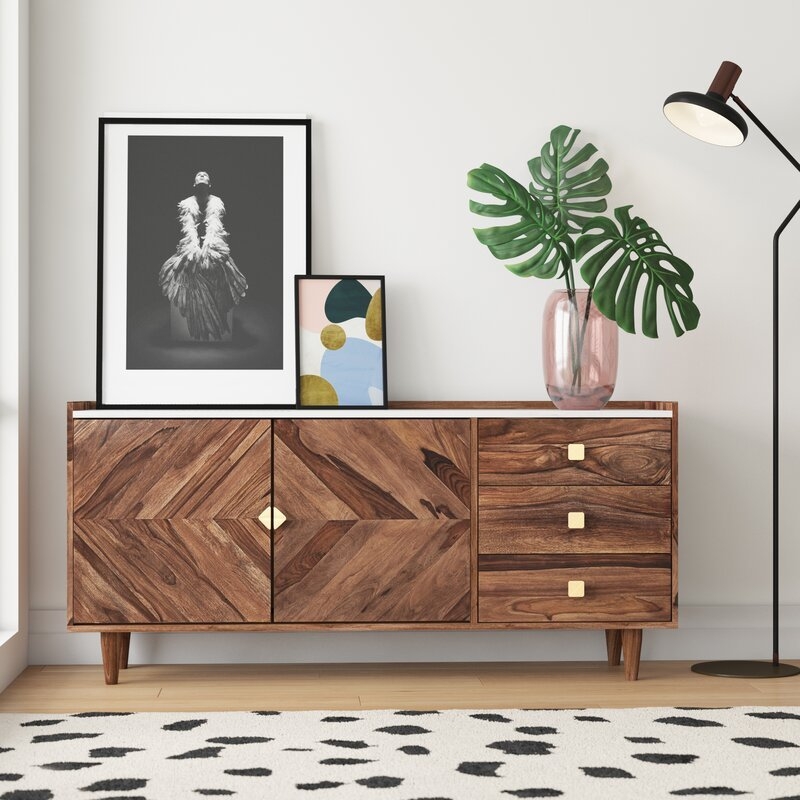 Lola Mae 62.9" Wide 3 Drawer Acacia Wood Sideboard - Image 0