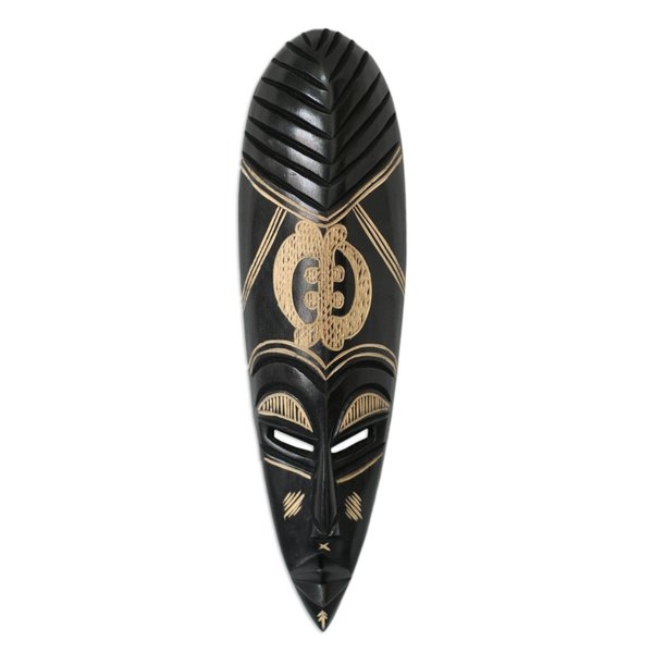 African Handcraffted God Is My Guide Wood Mask Wall Décor - Image 0