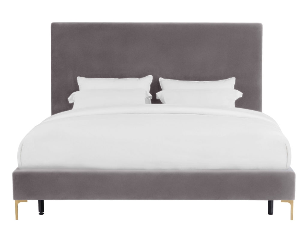 Delilah Grey Velvet Bed in King - Image 1