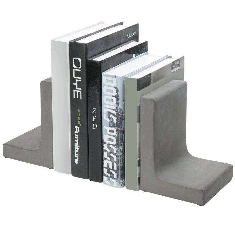 L-Shaped Non-skid Concrete Bookends (Set of 2) - Image 0