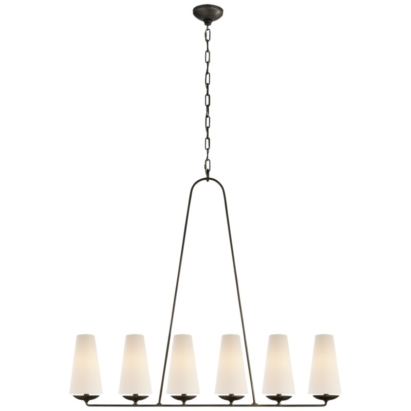 Visual Comfort Aerin 6 - Light Candle Style Modern Linear Chandelier Finish: Aged Iron - Image 0